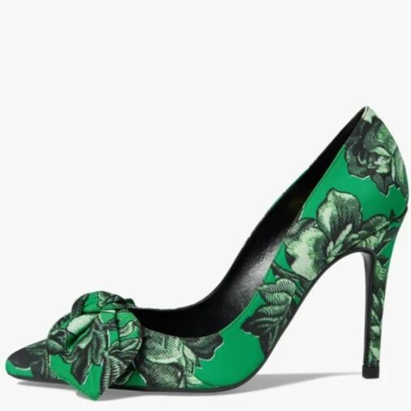 TED BAKER Ryalina Green Floral Bow Accent Heel Pumps Sz 8M - Picture 3 of 4